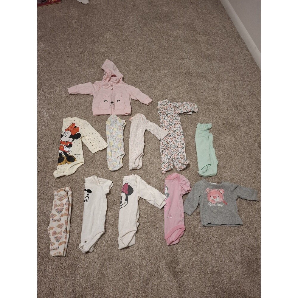 Baby One Piece Bundle Lot - Carter’s, Disney, Burt's Bees, Jumping Beans 0-3 Mon - Picture 2 of 16